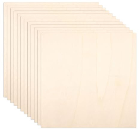 12 fogli di compensato, 30 x 20 cm, spessore 2 mm, con superficie liscia, pannelli di legno non trattati per taglio laser, incisione, masterizzazione, artigianato, modelli architettonici, decapaggio