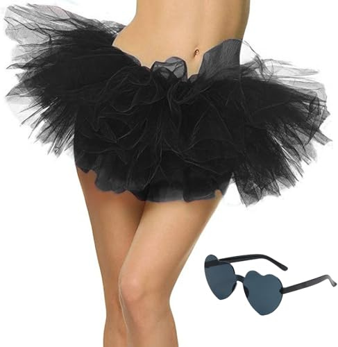 ZXTGBQ Jupe Femme Ballet Danse Tutu, 3 Couches Jupe en Tulle Habiller SoiréE Jupette Danse Classique Princess Dance Dress Fille RéTro AnnéEs 80 FêTe Halloween Christmas Carnaval Costume