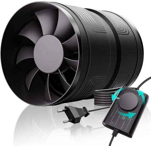 HG Power Ventilador Extractor de Aire 150mm Regulable | Extractor Aire en Línea, Ventilador para Baño, Cocina, Sótano, Garaje, Cultivo Interior, Ventilación, y Invernadero