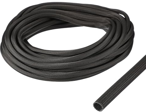 QUARKZMAN Gaine Cable Electrique 6mm ID 10 Mètre de Longueur Haute Température Manchon en Fibre de Verre, Noir