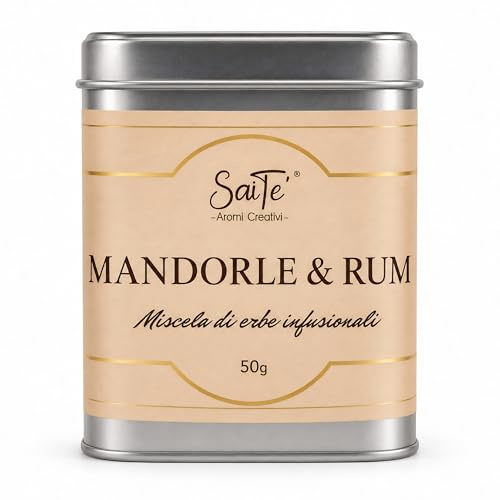 SaiTè Bontà MANDORLE E RUM 50 g sfusa, con tè nero mandorle e rosa canina, tisane regalo dal profilo ricco e speziato, miscela lavorata a mano, Made in Italy