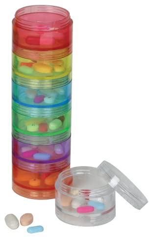 Ezy Dose Weekly (7-Day) Stackable Pill Organizer, Medium Case, Rainbow