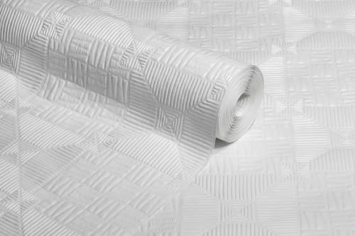 Anaglypta RD0145 White Textured Inca Wallpaper