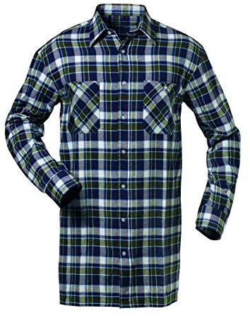CRAFTLAND Flanellhemd Webflanell Extralang- Gr. XL, Marine/Weiß/Grün Kariert