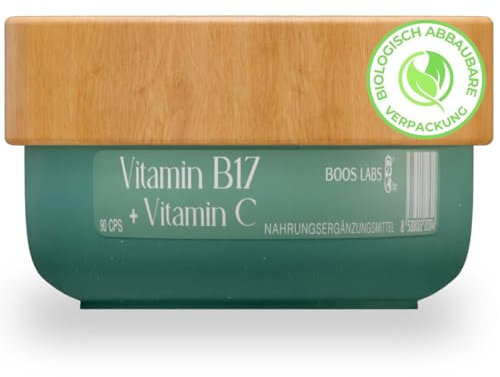 BOOS LABS das stärkste Vitamin B17 & Vitamin C I 750mg I 2 vegane Kapseln pro Tag I B17 Vitamin Kapseln Hochdosiert in 1 Kapsel, Bittere Aprikosenkerne direkt aus der Natur