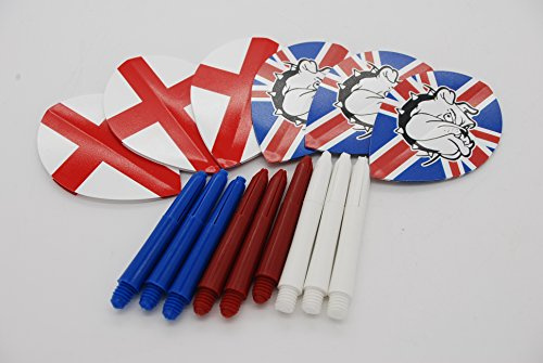 Bullydarts England Pear shape dart flights & stems set (2 flights / 3 stems, short - 36mm)