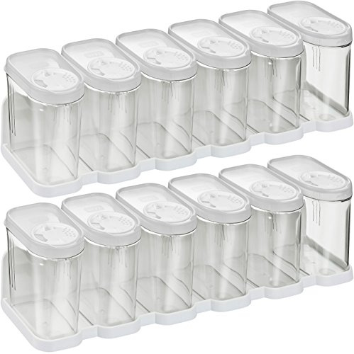 Kigima Schüttdosen 0,25L 12er Set Weiß – Vorratsdosen mit Deckel luftdicht – Schüttdose für Gewürze & Lebensmittel – Frischhaltedosen mit Deckel – Aufbewahrungsbox mit Schüttfunktion – Made in Austria