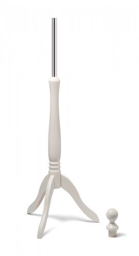 LUCCESI Schneiderpuppe | Zubehör/Ersatzteil | Standfuss Holz-Dreibein und Halsabschluss (Weiss) | Ø Chromstange 2,50 cm | Zubehör Schaufensterpuppe