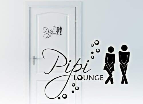 Grandora Wandtattoo Sprüche PIPI Lounge Mann Frau I schwarz 27 x 18 cm I WC Türaufkleber Piktogramm Bad Badezimmer Wandaufkleber Wandsticker W755