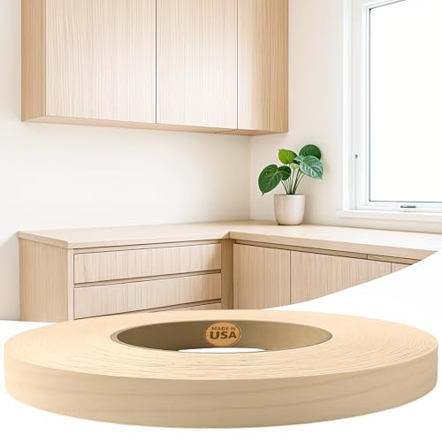 Edge Supply Birch 3/4 in x 250 ft Roll – Pre-Glued Iron On Wood Veneer Tape – Wood Veneer Edge Banding Tape with Hot Melt Adhesive, Smooth Sanded Finish Ideal for Furniture & DIY, Made in USA