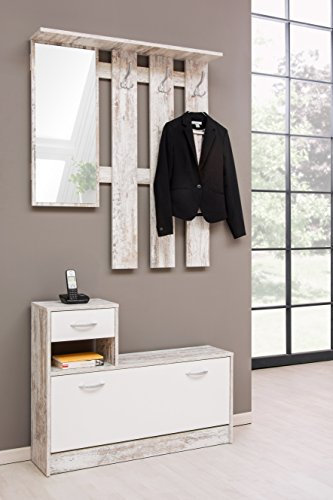 AVANTI TRENDSTORE - Rudolf - Guardaroba da Ingresso con Specchio, 3 Ganci appendiabito e Comoda scarpiera. Disponibile in diversi colori (Fresco)