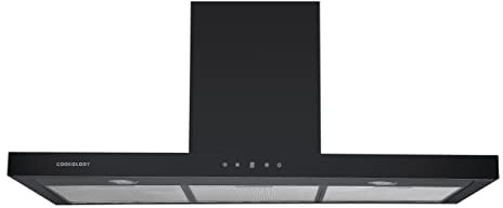 Cookology LINT1001BK/A++ Energy A++ Rated Black Linear Extractor 100cm Designer Chimney Cooker Hood | Touch Control - LED Lights - Shut-off Timer - Designer Kitchen Wall Mounted Extractor Fan