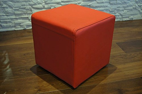 Quattro Meble Rot Echtleder Hocker 40x40x40cm Sitzhocker Rindsleder Sitzwürfel Fußhocker Polsterhocker Echt Leder Puff