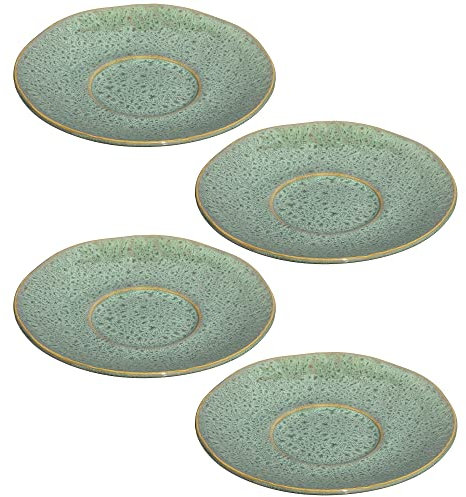 Leonardo Matera 018593 - Set di 4 sottopiatti in ceramica lavabili in lavastoviglie, 4 piattini in ceramica, diametro 15 cm, colore: Verde