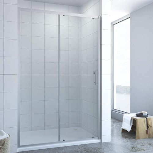 AQUABATOS® 160cm Schiebetür Dusche Duschtür in Nische Nischentür Glastür Duschabtrennung Duschwand Sicherheitsglas Echtglas höhe 185cm ohne Duschtasse