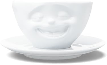 FIFTYEIGHT PRODUCTS / Tassen / Kaffeetasse „Lachend“ (Porzellan, 200 ml, weiß, Made in Germany)