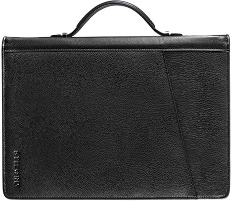 STILORD 'Kelton' Businessmappe Leder Schreibmappe Aktenmappe DIN A4 Dokumentenmappe für MacBook und iPad Ledermappe Vintage Konferenzmappe mit Griff, Farbe:schwarz