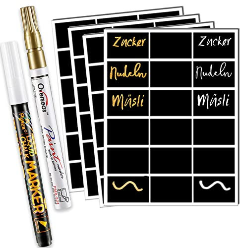 DZSEE Tafelaufkleber, Etiketten Selbstklebend, Abnehmbares etiketten für gewürzgläser, Wiederverwendbarer Tafeletiketten, Etiketten Küche für Gläser, Flaschen, Marmeladenglas. Patent 008542377-0002