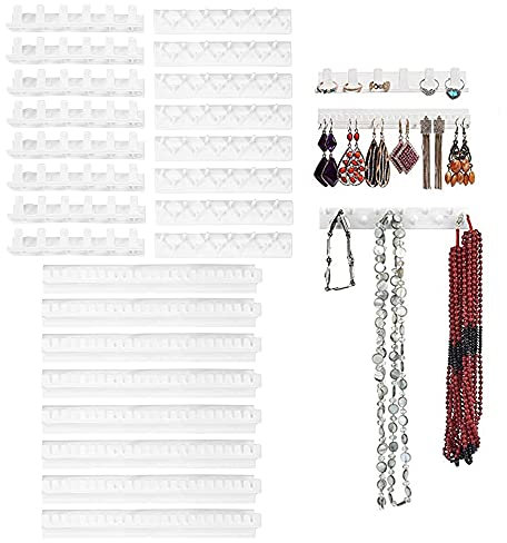 OHYER 27 Stück Schmuck Halterung Ketten Aufbewahrung Schmuck Wandhalterung Lagerregal Selbstklebende Halskettenhalter Wandmontage Schmuck Aufbewahrung Hängend für Schmuck Halskette Ring und Ohrring