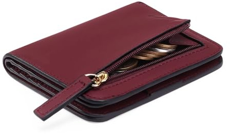 GAEKEAO Portafoglio da Donna in pelle, Portafogli Donna Piccoli con cerniere blocco RFID Portamonete, 7 Scomparti per Carte con 1 Finestra di Identificazione e 1 Tasca con Cerniera