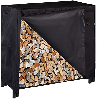 SPXMQSS Bache Protection Bois, Protection Solaire éTanche Bache Bois De Chauffage, Range Bois Exterieur Anti PoussièRe avec Cordon Serrage Et Boucle pour Abri Buches Exterieur Black,244 * 61 * 107cm
