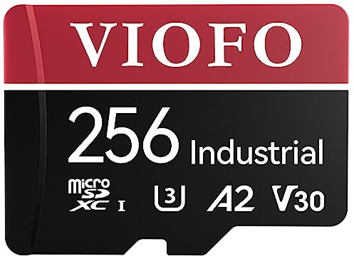 VIOFO 256GB Industrial microSD U3 A2 V30, Support 4K Ultra HD Recording | 256GB industrial grade microSD card, U3 A2 V30 high speed, adapter included, supports Ultra HD 4K video recording