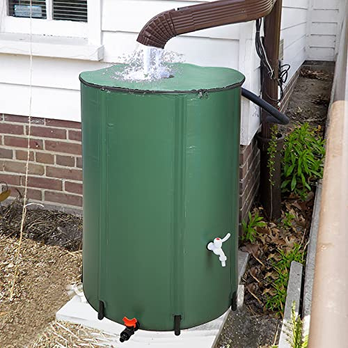 Outvita 132 Gallon Collapsible Rain Barrel, Large Garden Water Storage Tank, Portable Folding Rainwater Collector, Water Catcher with Filter Overflow Kit Faucet Green