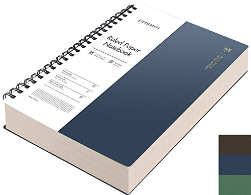 EMSHOI A4 Spiral Notebook College Ruled Lined Journal, 11.2 X 8.27, 300 Pages/150 Sheets, Easy Tear Perforated Pages, 100gsm Thick Paper, Waterproof Softcover, for School Work Writing-Blue