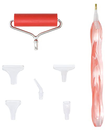 Honbay Kit di penne per pittura a diamante, 1 penna diamantata, 1 rullo ruota e 6 testine di ricambio per fai da te 5D Diamond Painting Craft
