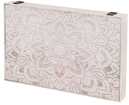 LOLAhome Tapa contador luz o cuadro eléctrico de mandala de madera MDF beige de 46x6x31 cm