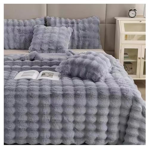 Ergocar Kuscheldecke, Weiche Künstliches Kaninchenfell Decke, Flauschig Sofadecke Doppelgesicht Dicke Decke für Couch, Stuhl und Bett, Dekorative für alle Jahreszeiten
