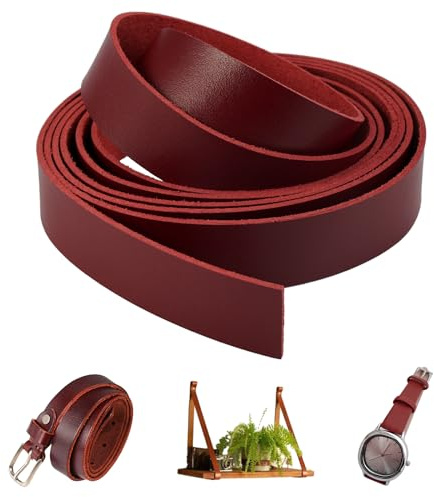 Striscia di Cuoio 2cm X 2m, Cuoio per Cinture, Piatto Cordino in Vera Pelle | Cordoncino Pelle Tagliabili, Piatte in Pelle per Guinzagli per Animali Domestici, Cinture Intrecciate e Altro Ancora