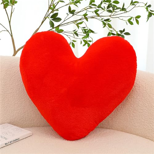 Herfair Herzkissen, Herz Kissen Kinderzimmer Decor Kuschelkissen Kinder Herzform Dekokissen Kopfkissen Kissen Zierkissen, Plüsch Kinderkissen für Kinderzimmer Sofa Dekoration (Rot,40cm)