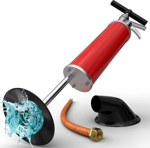 Meisterfaktur XXL Drain Blaster mit 2 Aufsätzen [100 PSI / 0,8 MPA] - Hochdruck-Luftkolben für schwere Verstopfungen - Tauchblaster für Industrie, Toiletten, Waschbecken, Badewannen & Duschen!
