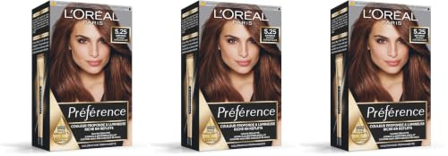 L'Oréal Paris Préférence Coloration Permanente Cheveux, Nuance : Antigua (5.25), Marron Chocolat Glacé (Lot de 3)