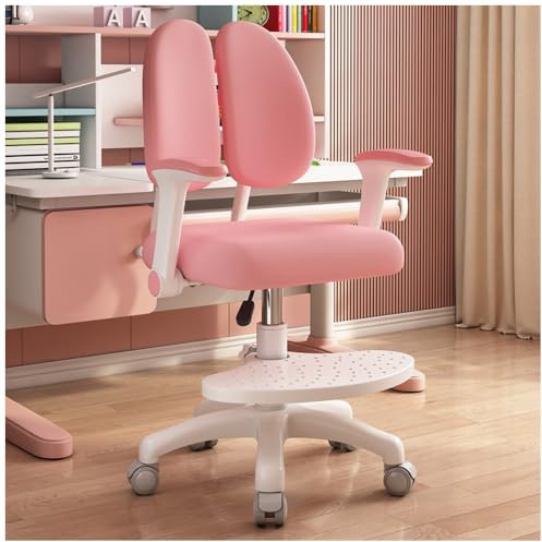 SINBINTA Kinder-Schreibtischstuhl, höhenverstellbar, Fußstütze, Rosa