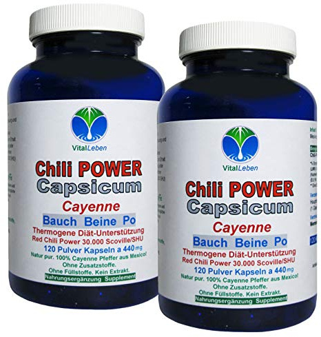 Red Chili Fat-BURNER CAPSAICIN 240 (2x120) Kapseln BAUCH BEINE PO Fettbrenner POWER-Diät Unterstützung & (Fett) Stoffwechsel. OHNE Zusatzstoffe 26595-2