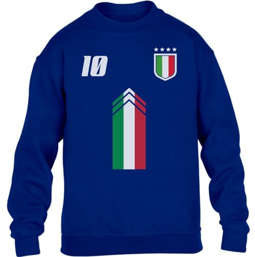 Shirtgeil Italia Calcio 2024 Abbigliamento Cool per i Tifosi Maglione per Bambini e Ragazzi 12-13 Anni Blu