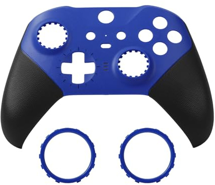 Ceozon Replacement Faceplate Cover Front Housing Shell Repair Accessories Kit for Xbox One Elite Controller Series 2 Included Joystick Rings (Blue)