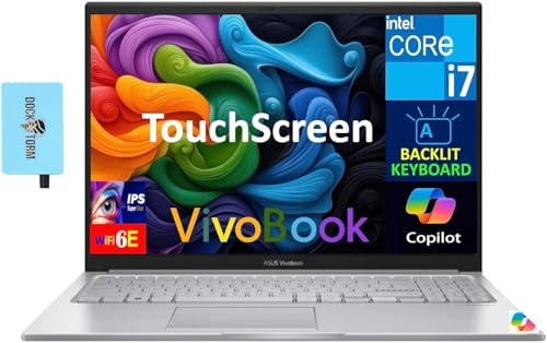 ASUS Vivobook 15 Ordinateur portable professionnel, écran tactile IPS FHD (1920 x 1080) (Intel Core 7 150U (Beats i7-1355U), 24 Go de RAM, 512 Go SSD, WiFi 6, BT 5.1, webcam HD, Win 11 Pro) avec