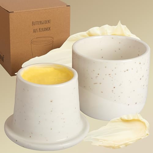 DEKAZIA® Burriera francese raffreddato ad acqua, campana per burro, vaso per burro francese, in ceramica, contenitore per burro, campana per burro, 250 g