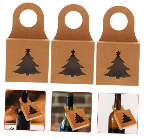 STOBOK 25stücke Faltbare Weinflaschen-geschenkbox Aus Kraftpapier Mit Fenster Und Hängedesign Praktische Und Stilvolle Geschenkaufbewahrungsbox Für Weinflaschen
