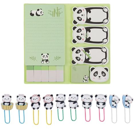 1 Juego De Blocs De Notas De Panda Y 10 Clips De Papel De Panda, Lindos Artículos De Papelería, Artículos De Papelería Creativos, Material De Oficina Y Aprendizaje, Regalos Para Estudiantes