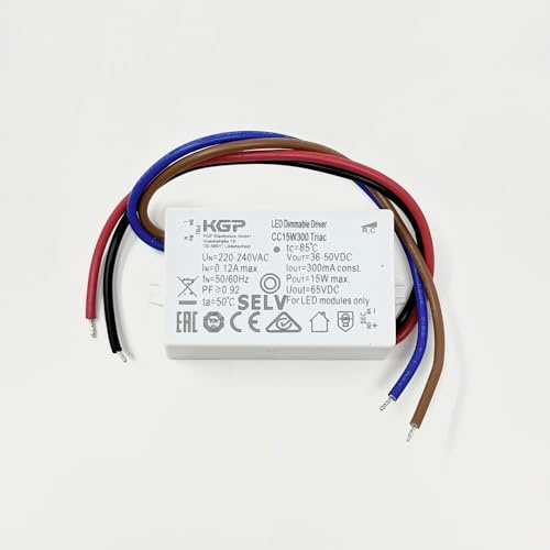 Driver LED dimmerabile CC15W300 Triac 50/60Hz 300mA const. 50Vdc 15W trasformatore elettronico Driver SELV bianco