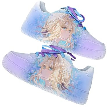 Violet Evergarden Anime Chaussures montantes pour homme et femme Style manga Chaussures blanches imprimées 3D Casual High Top, Baskets tendance Anime, Violet Evergarden, 42 1/3 EU