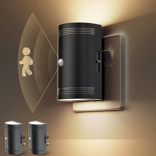 LOHAS-LED Motion Sensor Night Light, Night Light Plug in Wall, 0-100LM Dimmable, 3000K Warm White, LED Nightlight Plug in for Hallway Stairs Toilet Toddler Bedroom Kids Adults, 2 Pack