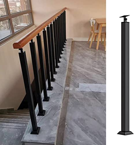 Balaustres de hierro ajustables para escaleras, poste cuadrado de hierro forjado con soportes superiores, ideal para sistema de barandilla de cubierta interior