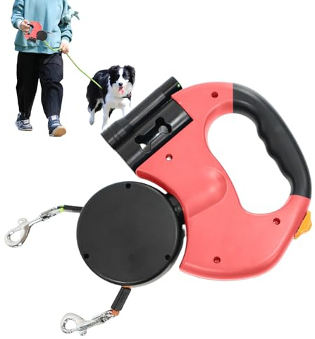 Laisse Rétractable De 5 M Pet, Plomb De Chien Double Rotatif, Design Multiple À 360° À 360° en Enchevêtrement Câble De Sécurité Réfléchissant, pour Promenades Nocturnes, Jogging Et Camping avec