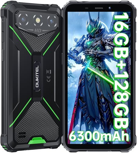 OUKITEL G3 Rugged Smartphone - 16GB RAM+128GB ROM/1TB Expandable,6300mAh Battery Rugged phone, 6.0 inch HD + Corning Glass 5, IP68/69K Waterproof, 4G Dual Android Phones,OTG,GPS,2025 (Green)