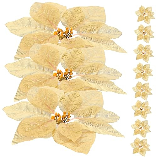 Homoyoyo 28 Piezas Flores Artificiales Navideñas de Pascua Brillante sin Tallo para Manualidades y Decoración Floral de Navidad